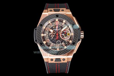 Swiss HUB1241 Hublot Replica Big Bang Skeleton Dial Rose Gold Case Rubber Strap Watch